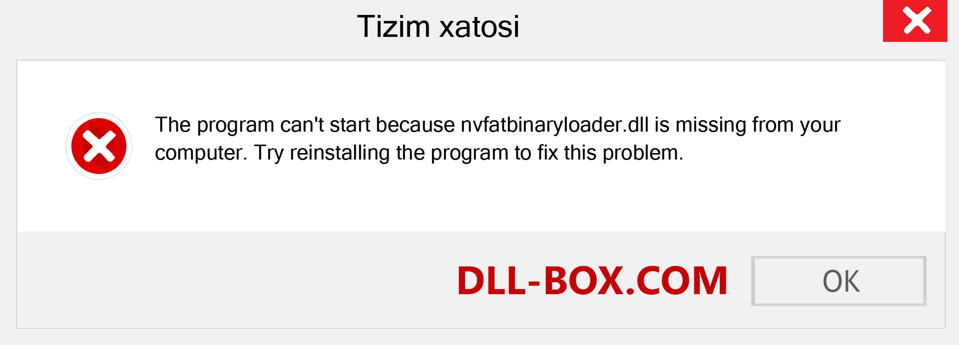 nvfatbinaryloader.dll fayli yo'qolganmi?. Windows 7, 8, 10 uchun yuklab olish - Windowsda nvfatbinaryloader dll etishmayotgan xatoni tuzating, rasmlar, rasmlar